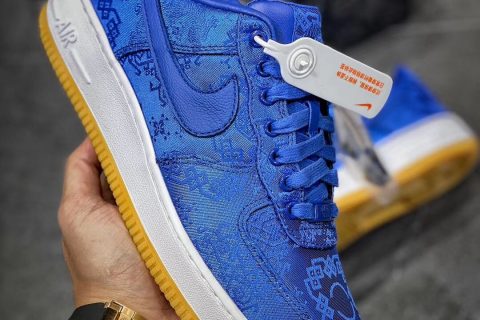 莆田鞋-Air Force 1 Low ^ CLOT /PRM 蓝丝绸