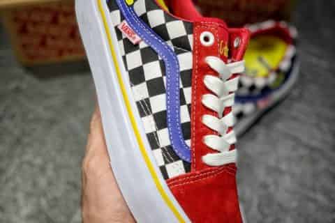 莆田鞋-Vans Old Skool Pro 三原色刺绣小花棋盘