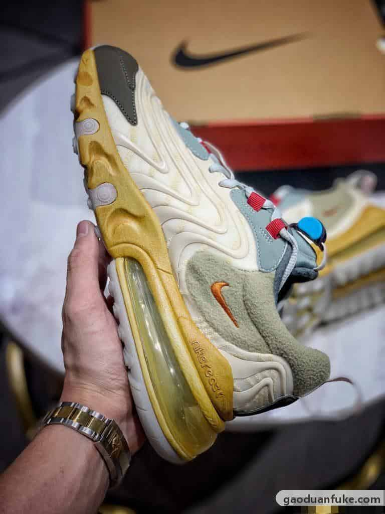 莆田鞋-Travis Scott x Nk Air Max 270 React Cactus Jack 米黄 TS联名