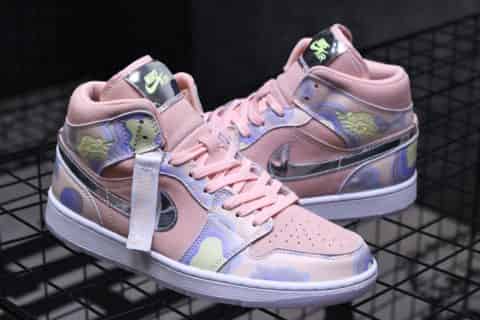 莆田货源网-公司级 AJ1 Mid 云朵 白银粉