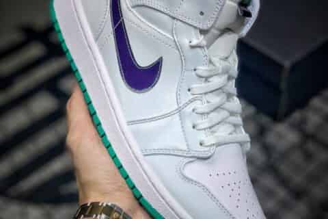 莆田鞋子代理-公司级 Air Jordan 1 Mid SE “NK Hoops” 白绿紫鸳鸯