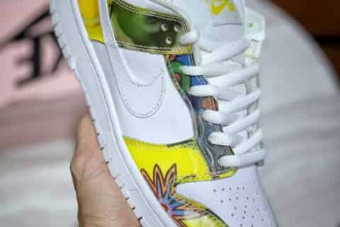 莆田纯原在哪里买-市面唯一原装 NK SB Dunk  皮革白黄太阳花渐变PVC