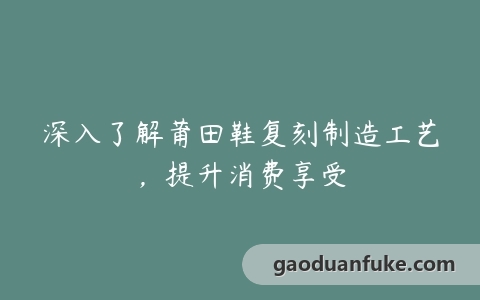深入了解莆田鞋复刻制造工艺，提升消费享受