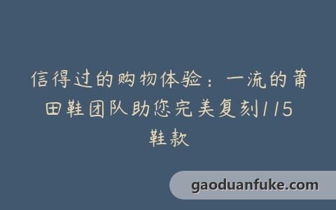 信得过的购物体验：一流的莆田鞋团队助您完美复刻115鞋款