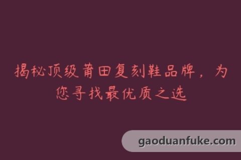 揭秘顶级莆田复刻鞋品牌，为您寻找最优质之选