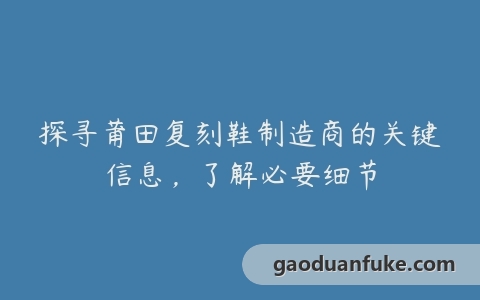 探寻莆田复刻鞋制造商的关键信息，了解必要细节