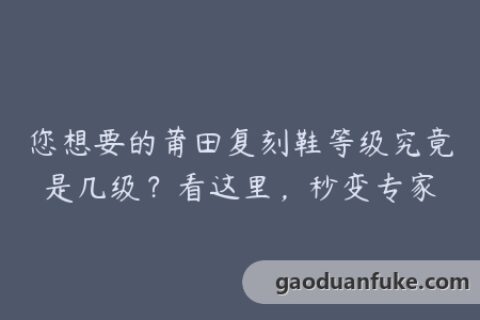 您想要的莆田复刻鞋等级究竟是几级？看这里，秒变专家