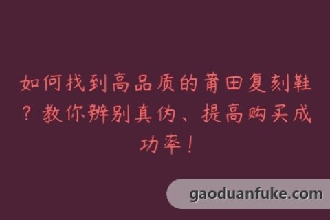 如何找到高品质的莆田复刻鞋？教你辨别真伪、提高购买成功率！