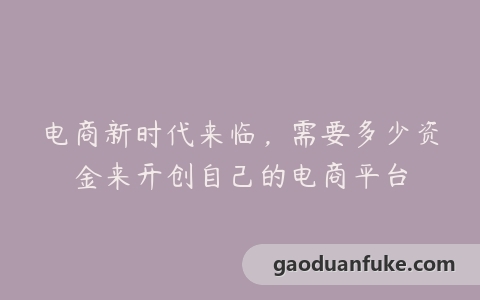 电商新时代来临，需要多少资金来开创自己的电商平台