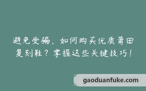 避免受骗，如何购买优质莆田复刻鞋？掌握这些关键技巧！