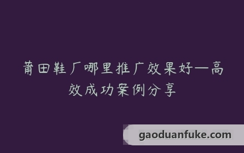 莆田鞋厂哪里推广效果好—高效成功案例分享