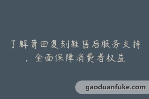 了解莆田复刻鞋售后服务支持，全面保障消费者权益