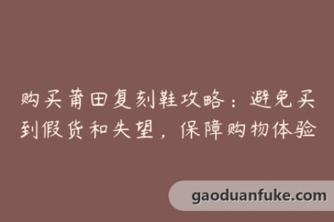 购买莆田复刻鞋攻略：避免买到假货和失望，保障购物体验