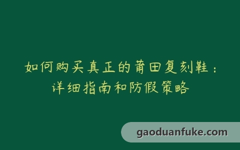 如何购买真正的莆田复刻鞋：详细指南和防假策略