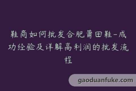 鞋商如何批发合肥莆田鞋-成功经验及详解高利润的批发流程