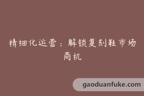 精细化运营：解锁复刻鞋市场商机