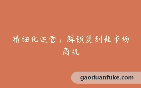 精细化运营：解锁复刻鞋市场商机