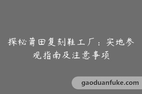 探秘莆田复刻鞋工厂：实地参观指南及注意事项