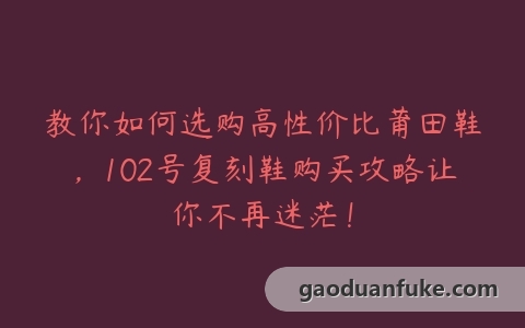 教你如何选购高性价比莆田鞋，102号复刻鞋购买攻略让你不再迷茫！