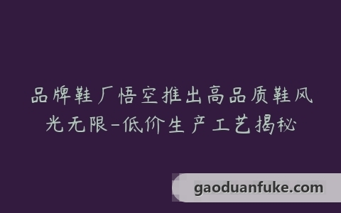 品牌鞋厂悟空推出高品质鞋风光无限-低价生产工艺揭秘