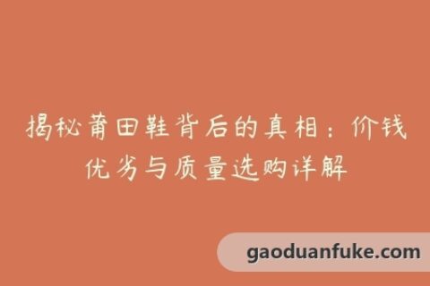 揭秘莆田鞋背后的真相：价钱优劣与质量选购详解