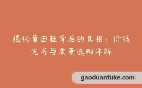 揭秘莆田鞋背后的真相：价钱优劣与质量选购详解