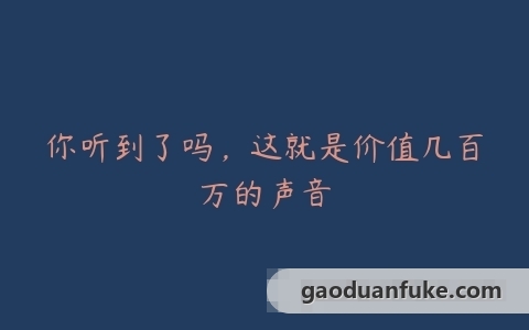 你听到了吗，这就是价值几百万的声音