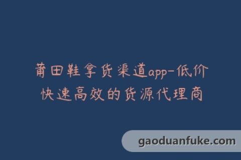 莆田鞋拿货渠道app-低价快速高效的货源代理商