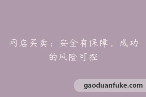 网店买卖：安全有保障，成功的风险可控