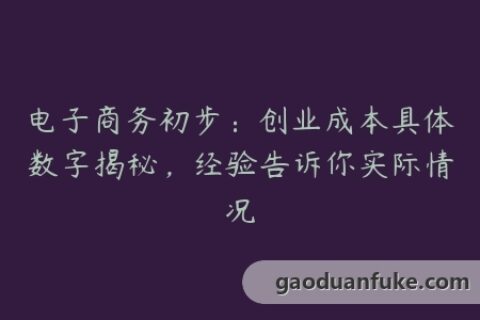 电子商务初步：创业成本具体数字揭秘，经验告诉你实际情况