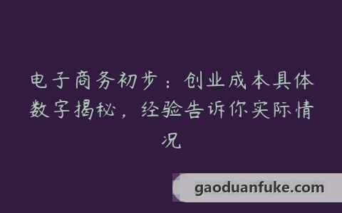 电子商务初步：创业成本具体数字揭秘，经验告诉你实际情况