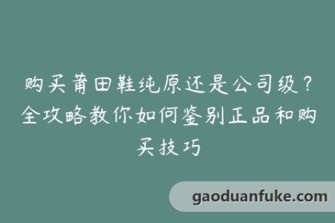 购买莆田鞋纯原还是公司级？全攻略教你如何鉴别正品和购买技巧