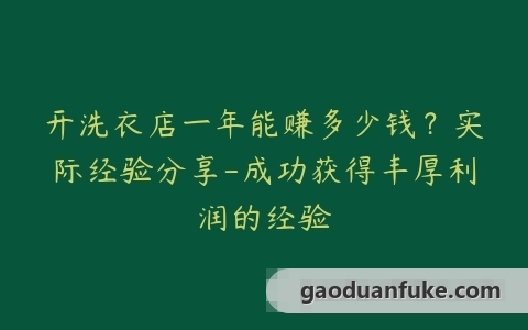 开洗衣店一年能赚多少钱？实际经验分享-成功获得丰厚利润的经验