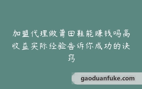 加盟代理做莆田鞋能赚钱吗高收益实际经验告诉你成功的诀窍