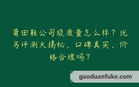 莆田鞋公司级质量怎么样？优劣评测大揭秘，口碑真实，价格合理吗？